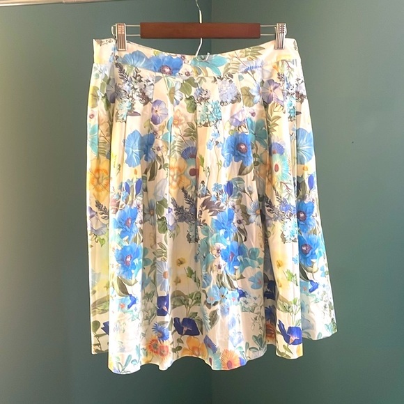Talbots hydrangeas, and morning glory floral Knee-Length A-Line Skirt - Picture 1 of 4